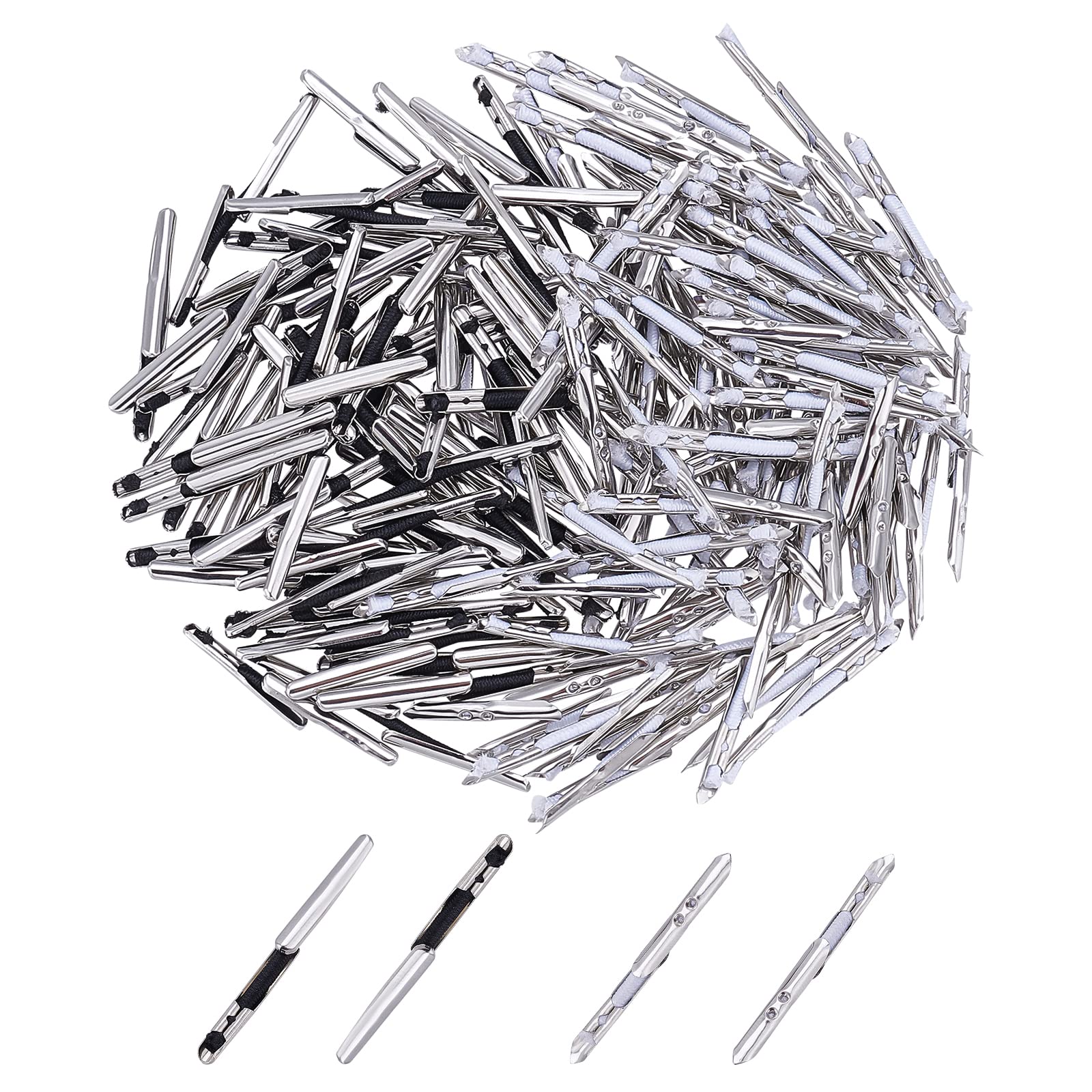 Photo 1 of UNICRAFTALE About 400pcs Black & White Elastic Barbed Cord with Stainless Steel Findings Stretch Cord with Metal Ends Metal Barbs Barbed Fasteners for Binding Hanging Findings