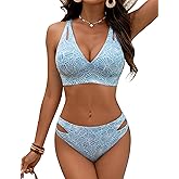 Blooming Jelly Womens Cheeky Bikini Sets Push Up Two Piece Swimsuit High Cut Tie Back Bathing Suits Curvy Swim Suit