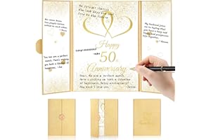 Engrowtic 50th Anniversary Decorations Gold Wedding Anniversary Guest Book with Pen 50 Years Marriage Signature Board Happy 50th Party Registry Card for Men Women Couple