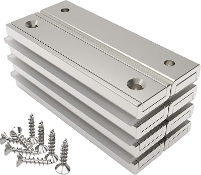 Magnetpro 8x 70lb Rectangular Neodymium Magnets 60x13.5x5mm Countersunk Hole