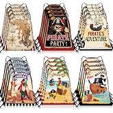 Abbylike 24 Pirate Party Favor Bags Pirate Drawstring Bag Pirate Goodie Bags Treasure Map Polyester Drawstring Backpack for Halloween Cosplay Pirate Birthday Party Adventure Supplies