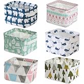 Abgream 6-Pack Foldable Canvas Storage Baskets with Handle (Style B) | Small size, collapsible, for home decor and storing toys, keys, sundries, crafts