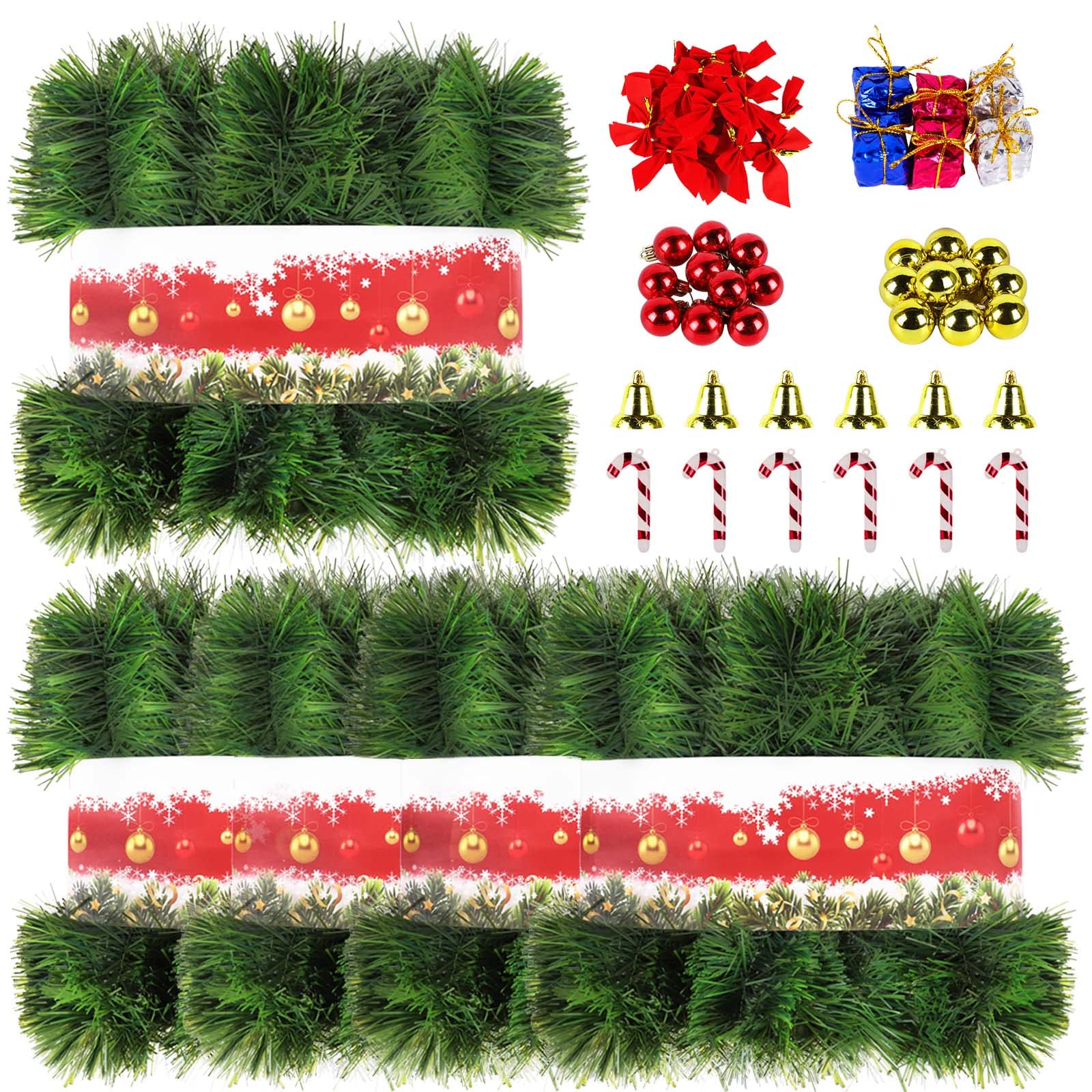Photo 1 of 5 Pack 250FT Christmas Green Garland Flower for Christmas and Non-Lit Soft Holiday Decor for Outdoor Indoor Artificial Twist Greenery Garland Home Artificial Wedding Party Decoration