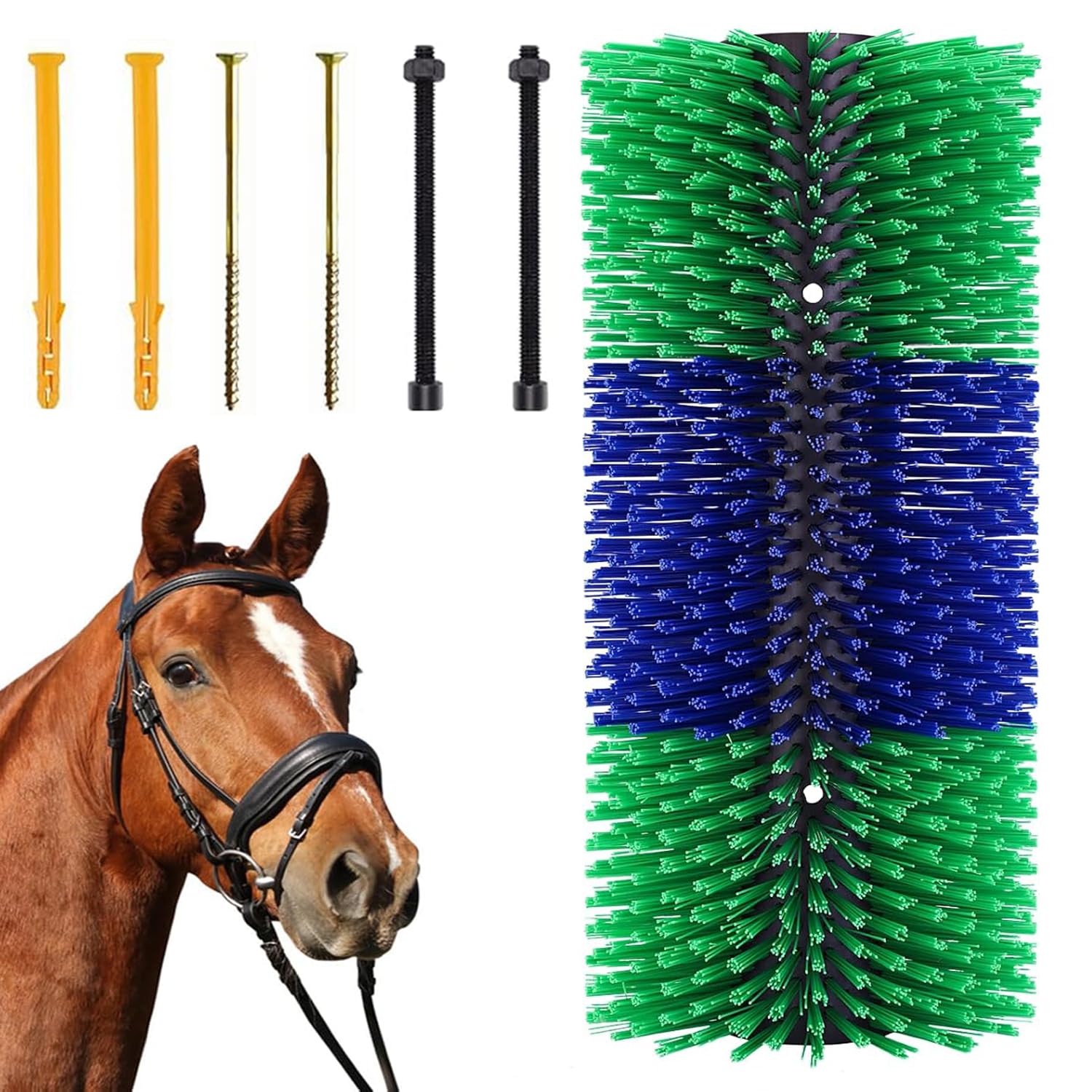 GHWMYD Livestock Scratch Brushes - Horse & Cattle Scratcher Brush, Full Massage Grooming Brush Relieves Itching on Back of Livestock Brushes for Horse, Cow, Sheep, Pig (With Screws)