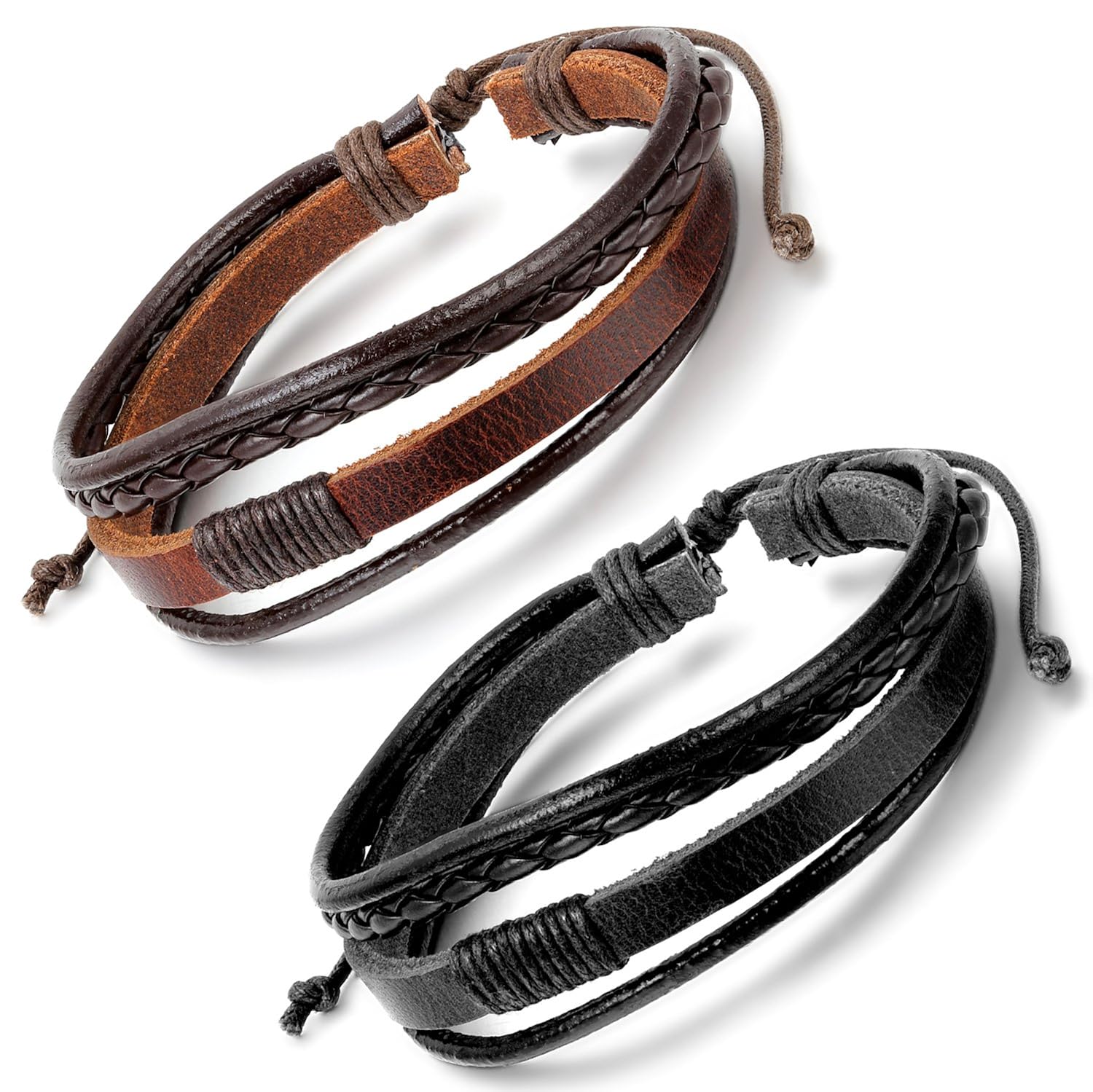 Aroncent Pulsera de Cuero Trenzado Hipoalergénico Brazalete de Moda Ajustable Conjunto de