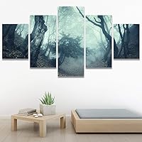 SIGNWIN 5 Panel Canvas Wall Art Modern Art Dramatic Forest Multicolor Photography Romantics Scenic for Home Decorations Ready to Hang - 60