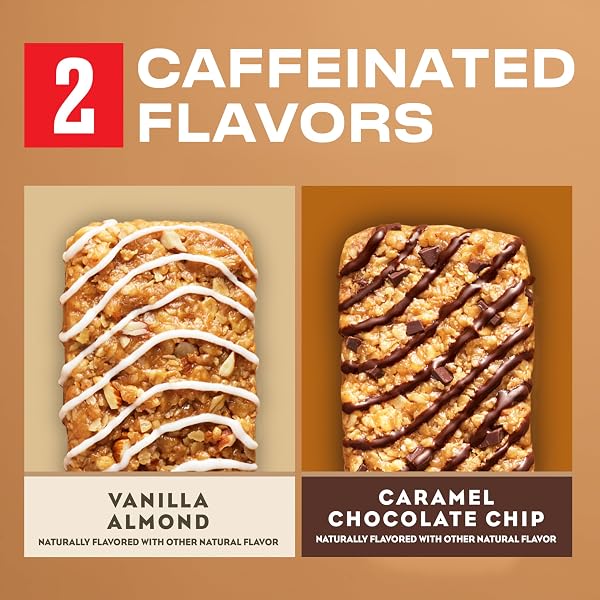 CLIF BAR CAFFEINATED COLLECTION – ENERGY PROTEIN BARS – CARAMEL CHOCOLATE CHIP AND VANILLA ALMOND – VARIETY PACK – MADE WITH ORGANIC OATS – ENERGY BARS – NON-GMO – (10 PACK)