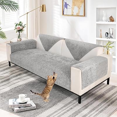 SHANNA Soft Chenille Sofa Cover 1/2/3/4 Seater Grey 70x150cm