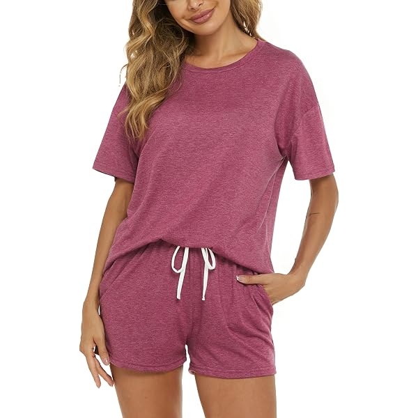 Women's Pajama Set - Short Sleeve Cat Print Lounge Wear With Pockets, 2 Piece Set - View #3