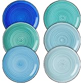 vancasso Bonita Blue Salad Plate Set of 6, 7.5 Inch Ceramic Dinner Plate, Dishwasher and Microwave Safe