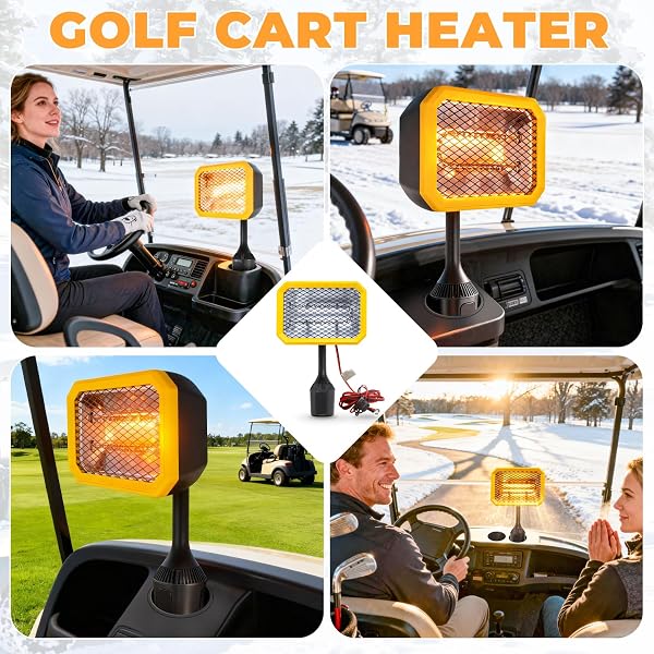 GSQQTE GOLF CART HEATER, 36V BATTERY OPERATED HEATER, 400W ELECTRIC HEATERS FOR GOLF CART ACCESSORIES, SAFE & QUIET CARBON FIBER HEATING GOLF CART WARMER, COMPATIBLE WITH CLUB CAR/YAMAHA/EZGO