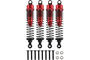 GDOOL 4PCS Front Rear Shock Absorber,98mm Adjustable Assembled RC Damper Suspension Aluminum for RC Cars 1/10 HSP 94166 94106 94107 94155 94170 Buggy Truck Crawler Upgraded Hop-up Parts(Red)