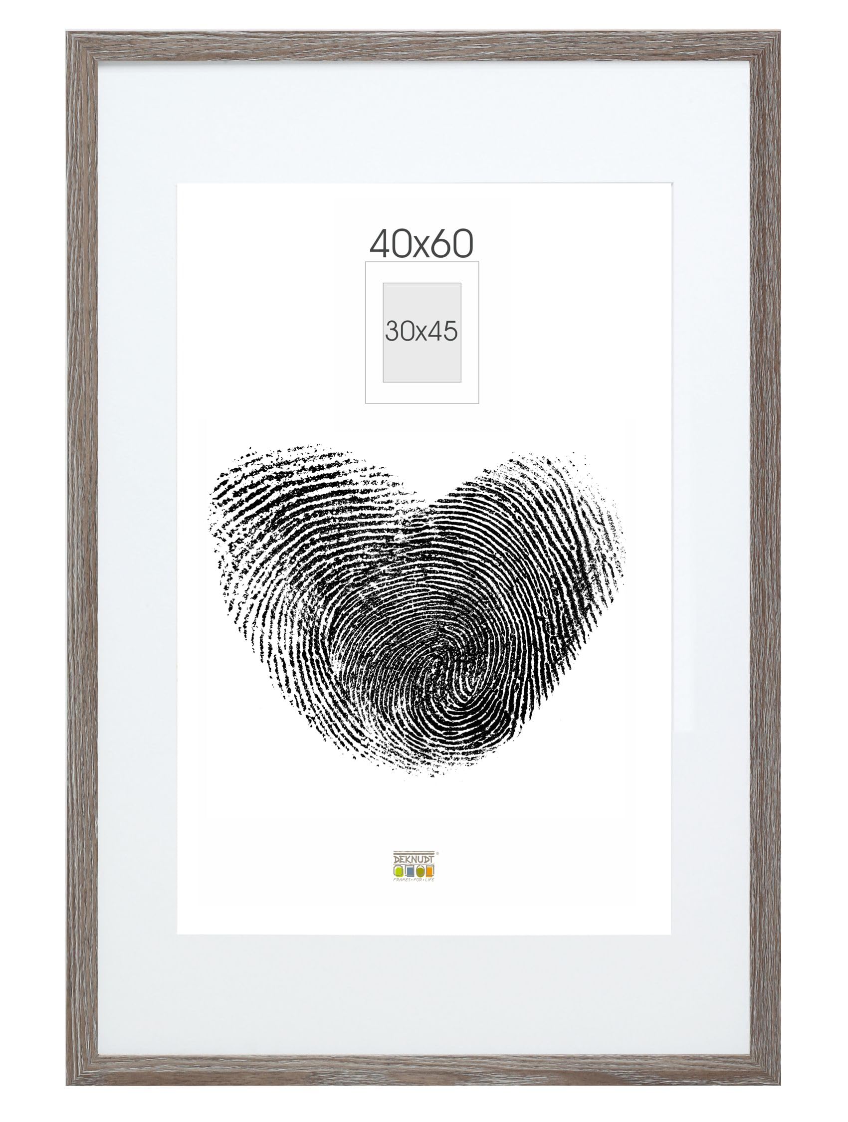 Deknudt Frames S66KH3P1_40.0x60.0 Wooden Photo Frames, Grey, 40 x 60 cm, 30 x 45 cm