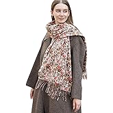 Wander Agio Womens Winter Scarf Print & Boho Style Cashmere Shawl Wrap Warm Oversize Pashmina Fashion Scarves Floral Pattern