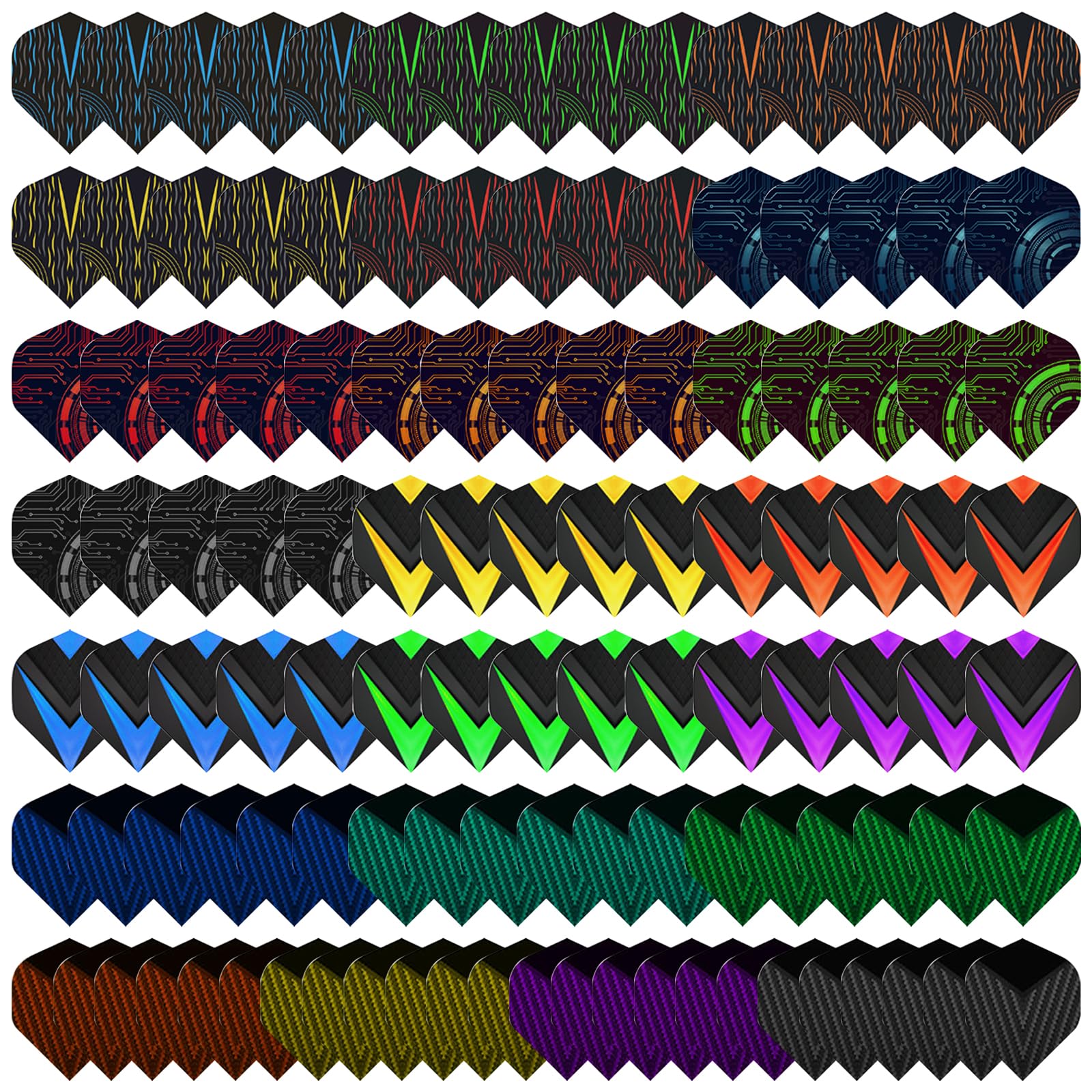 Deetenks 110PCS Dart Flights 22 Sets Durable Standard PET Dart Flights Replacement Feather Tail Wing for Soft Tip Steel Tip Darts