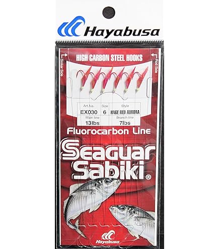 Rig 6 Ami Pesca Rig Da Pesca Sabiki Con 6 Ganci Rossi – Misure 2,4,6,8,10,12 ,14, Per Esche Vive E Pesci Esca Lenza Esca