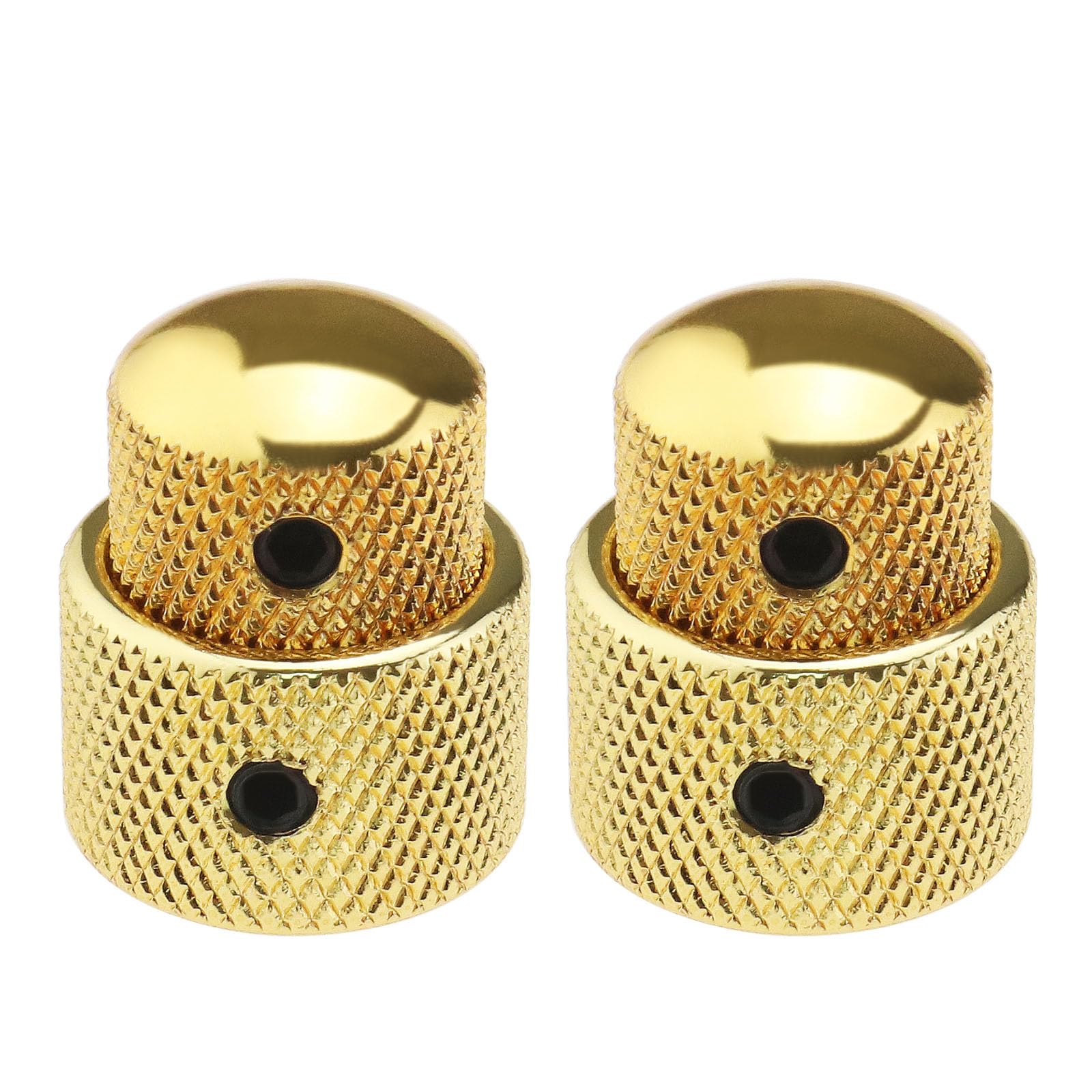 The Lord of the Tools 2pcs Guitar Dual Layer Concentric Control Knobs Electric Guitar Metal Volume Knob Potentiometer Cap Guitar Double Layer Metal Knob Cap Volume Knob Cover, Gold