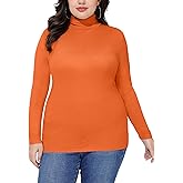COOTRY Women’s Plus Size Turtleneck Mock Neck Tops Long Sleeve Lightweight Slim Fitted Base Layer Shirts