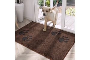 PURRUGS Dirt Trapper Door Mat 20" x 31.5", Non-Skid/Slip Machine Washable Microfiber Entrance Rug, Shoes Scraper, Dog Door Mat, Super Absorbent Floor Mat for Muddy Wet Shoes and Paws, Brown