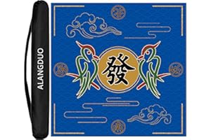 ALANGDUO Large Mahjong Mat with Carrying Bag, Anti Slip and Noise Reduction Mahjong Table Mat for Poker, Card, Board & Tile Games 31.5 x 31.5 Inches
