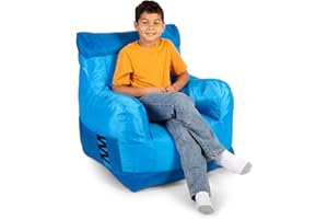 Big Joe Dorm Bean Bag Chair with Drink Holder and Pocket, Two Tone Blue Smartmax, Durable Polyester Nylon Blend, 3 feet