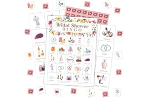 Mueddur Bridal Shower Bingo Card, Wedding Shower Bingo Game for Adults Large Group Family Friends, Wildflowers Themed Bachelorette Party Favors Supplies, Holiday Games for 24 Players -01