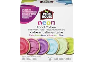 Club House (CLUC0) Neon Food Colour, Pink Green Blue, 3 Vials x 15mL