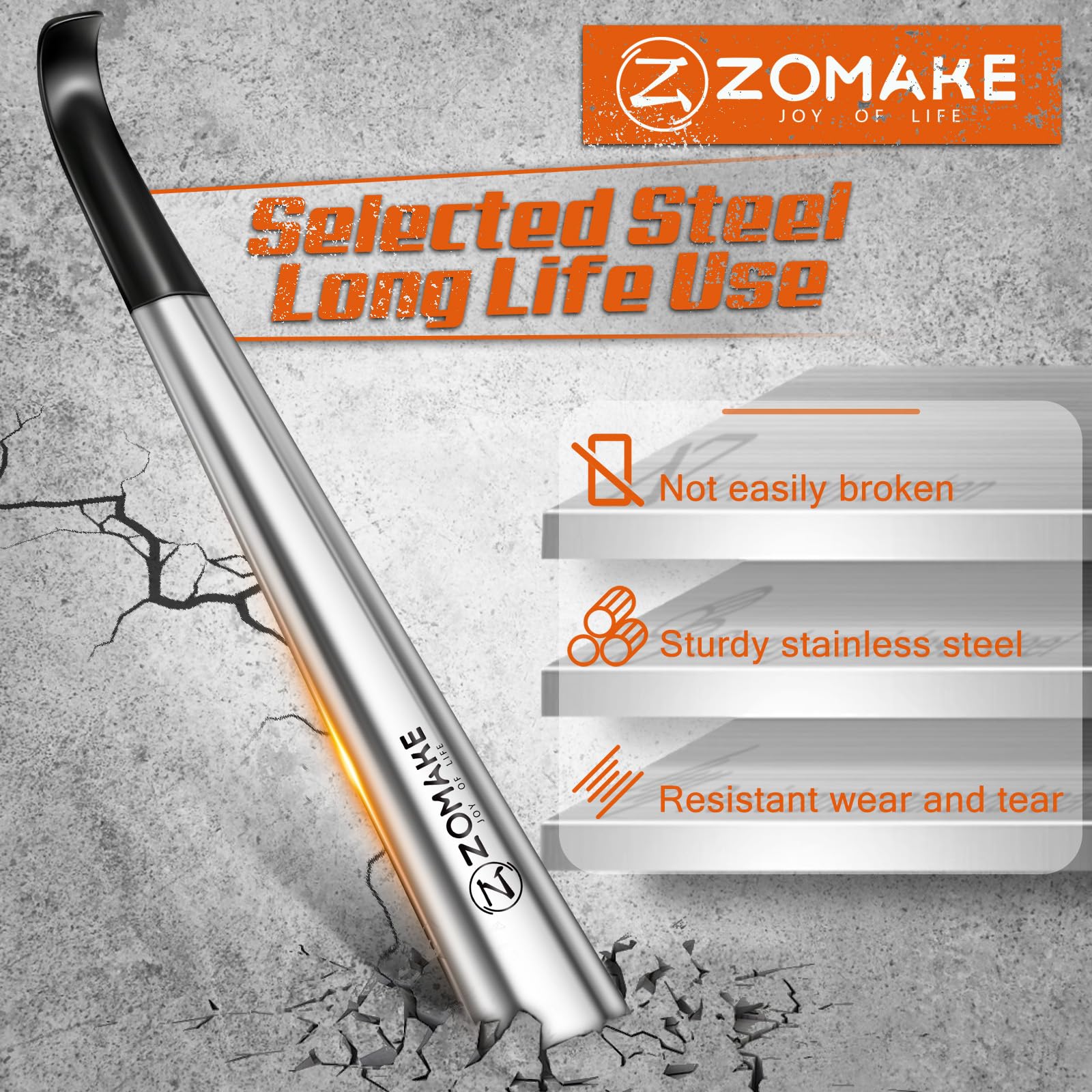 ZOMAKE Shoe Horn Long Handle for Seniors Men Women,Metal Long Shoehorn Boot Horn,16.5