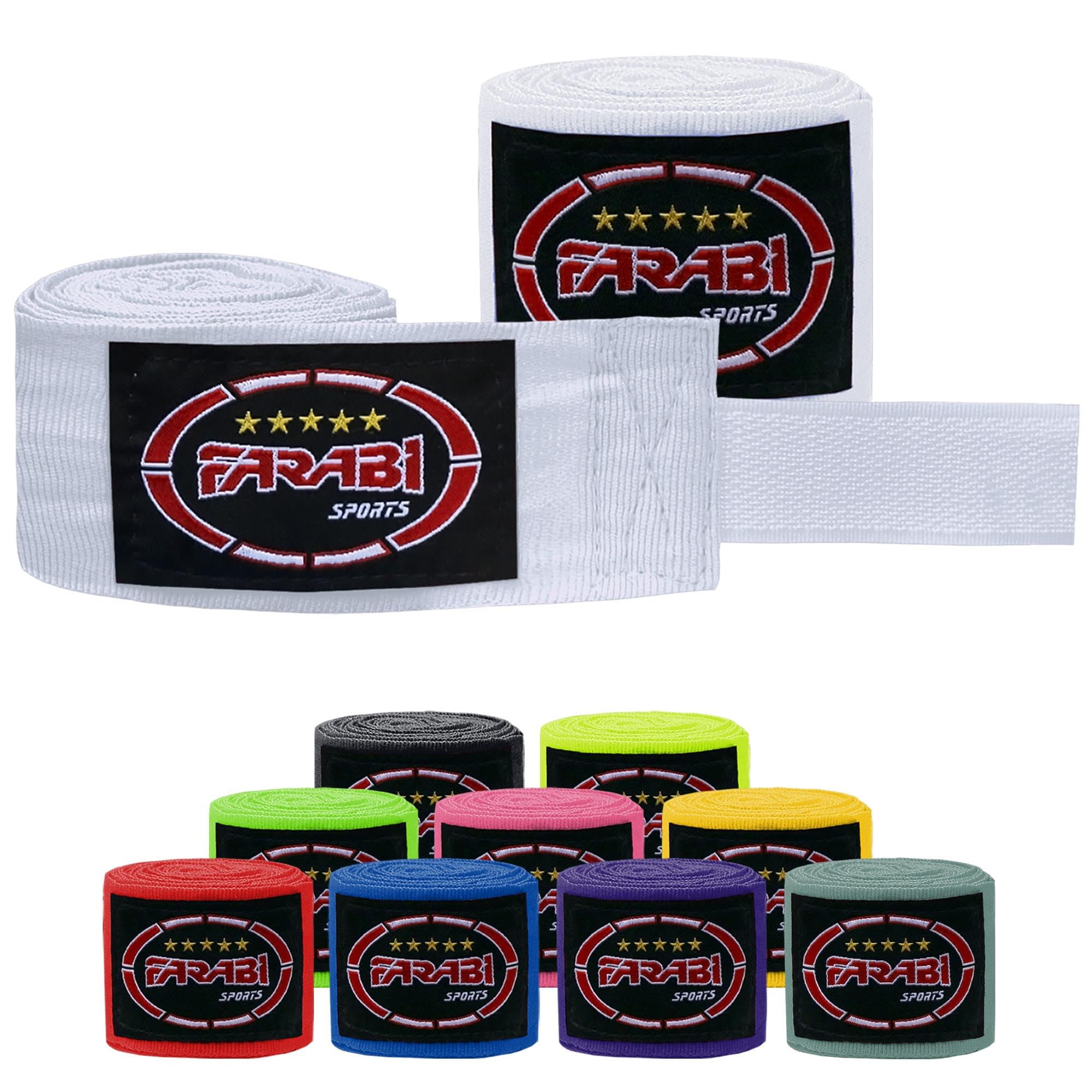 Farabi Sports Adult Boxing Hand wraps 4 Meters Long Boxing Wraps with Pair for MMA, Muay Thai, Training, Kickboxing and Combat Sports (White)