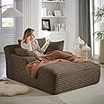 Oversized Chaise Lounge Chair Indoor,50" W Upholstered Corduroy Sofa with 3 Pillows,Comfy Fluffy Cloud Couch,Modern Deep Seat Sofa,Single Sleeper Sofa Chair for Livingroom,Bedroom,No Assembly(Brown)