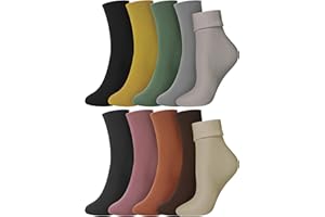 Eurzom 10 Pairs Women Velvet Thermal Socks Winter Warm Fleece Cozy Crew Sock Slim Warm Stockings for Snow and Cold Weather