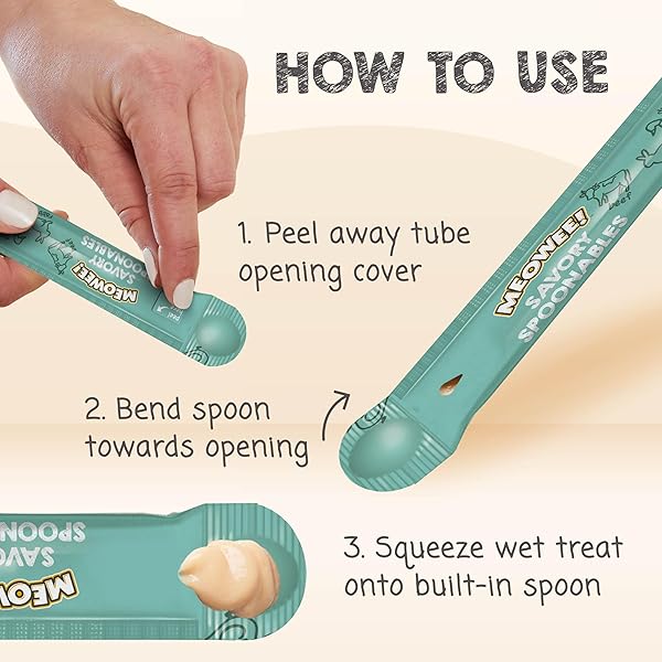 MEOWEE! SAVORY SPOONABLES WITH REAL DUCK, BEEF AND RABBIT FOR CATS, 8 COUNT, TREAT YOUR CAT TO TRIPLE FLAVOR SQUEEZABLE LICKABLE WET TREATS WITH BUILT-IN SPOON FOR LESS MESS