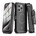 M MYBAT PRO Maverick Series iPhone 15 Pro Max Case with Belt Clip Holster,[Compatible with Magsafe] w/Screen Protector,Anti-Drop,Shockproof,with 360°Rotating Kickstand,Heavy Duty Protection Black