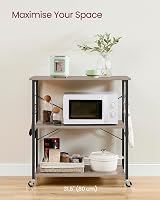 VASAGLE Kitchen Shelf on Wheels 3-Tier Serving Trolley 40x80x89 cm view 3