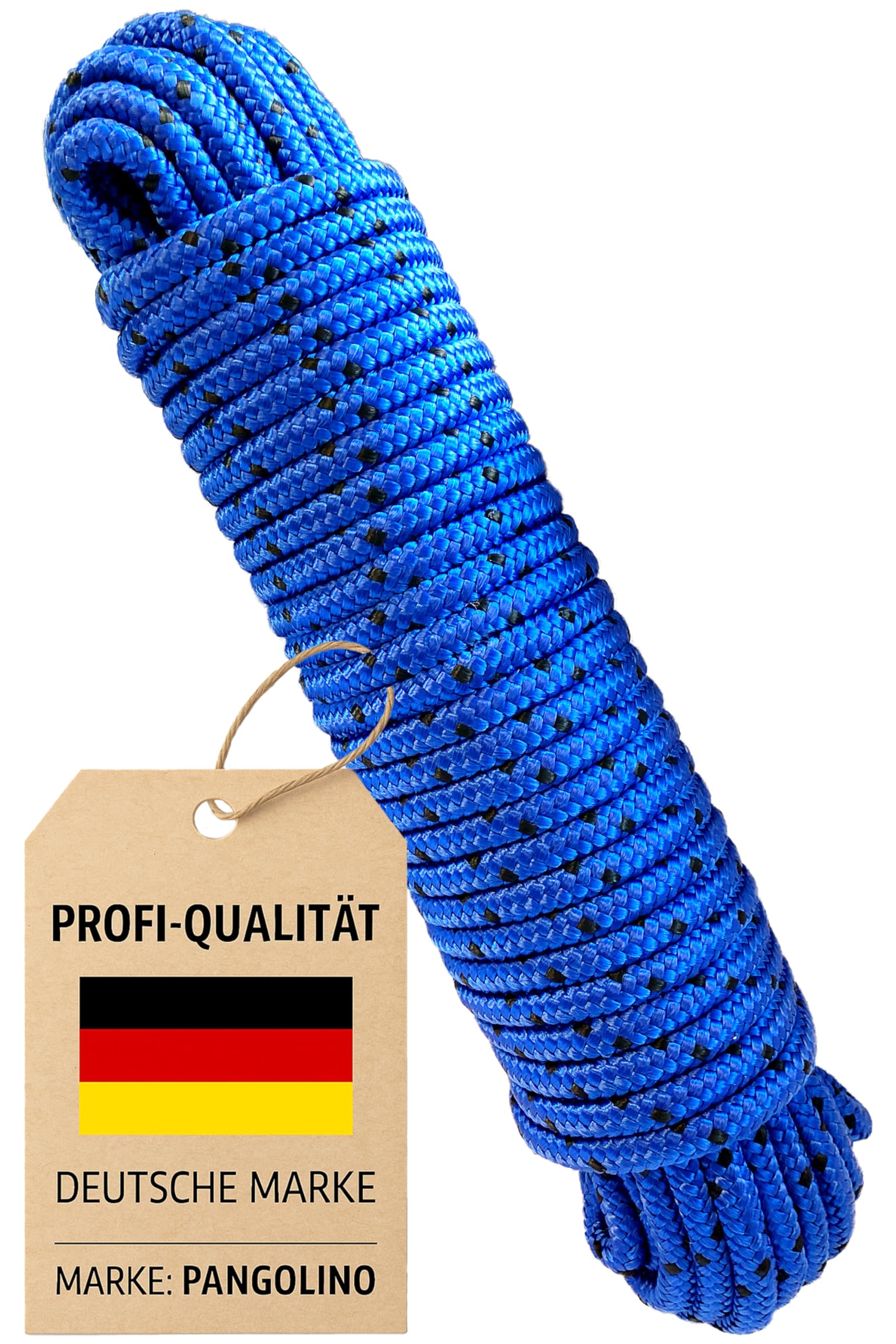Rope 20 m x 8 mm Polypropylene Rope 65 ft. – Blue/Black Mooring Line, Utility Rope, Breaking Load: 700kg