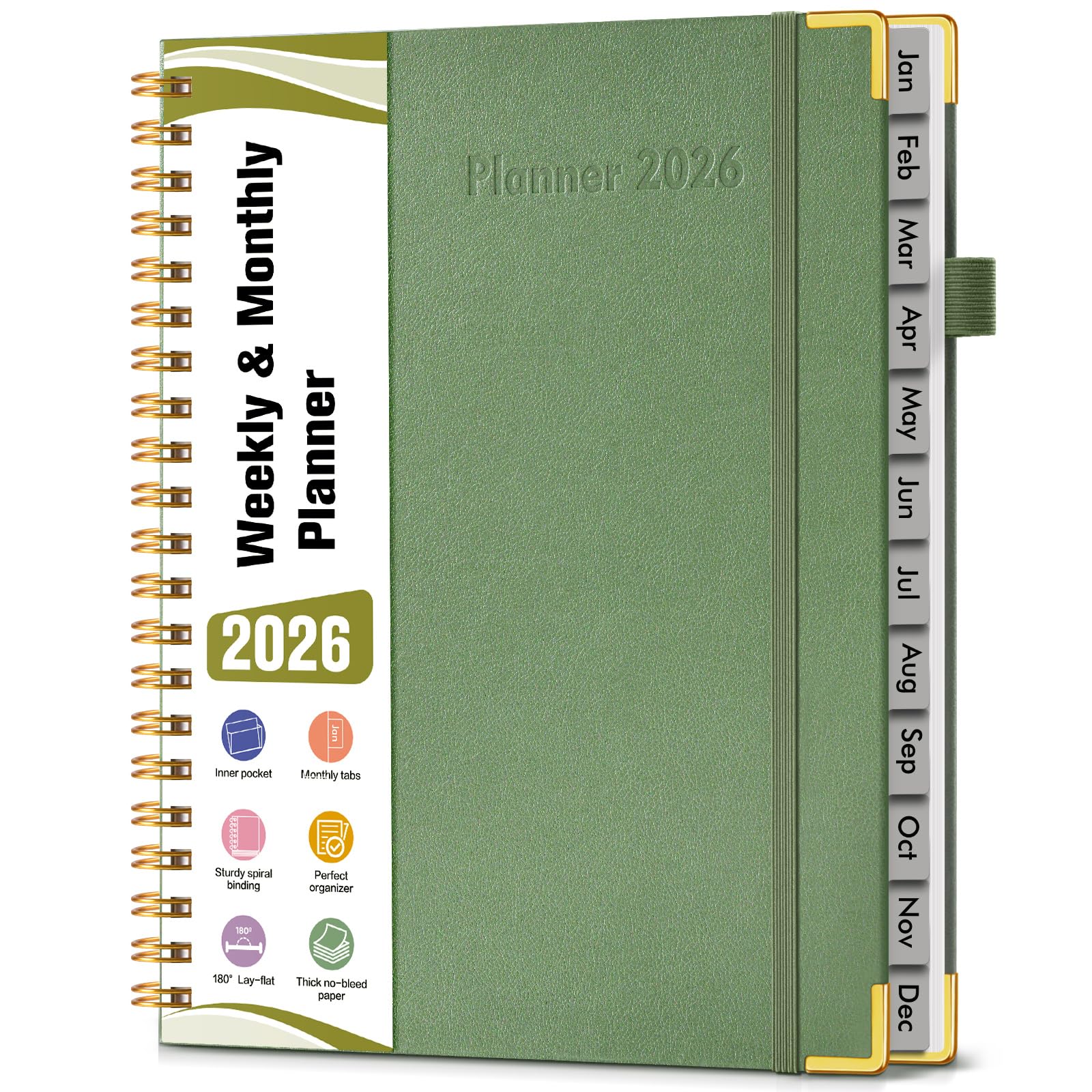 2026 Planner, Hardcover Leather Weekly and Monthly Planner, January