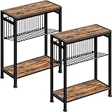 Small Side Table Set of 2 for Small Space, 3-Tier