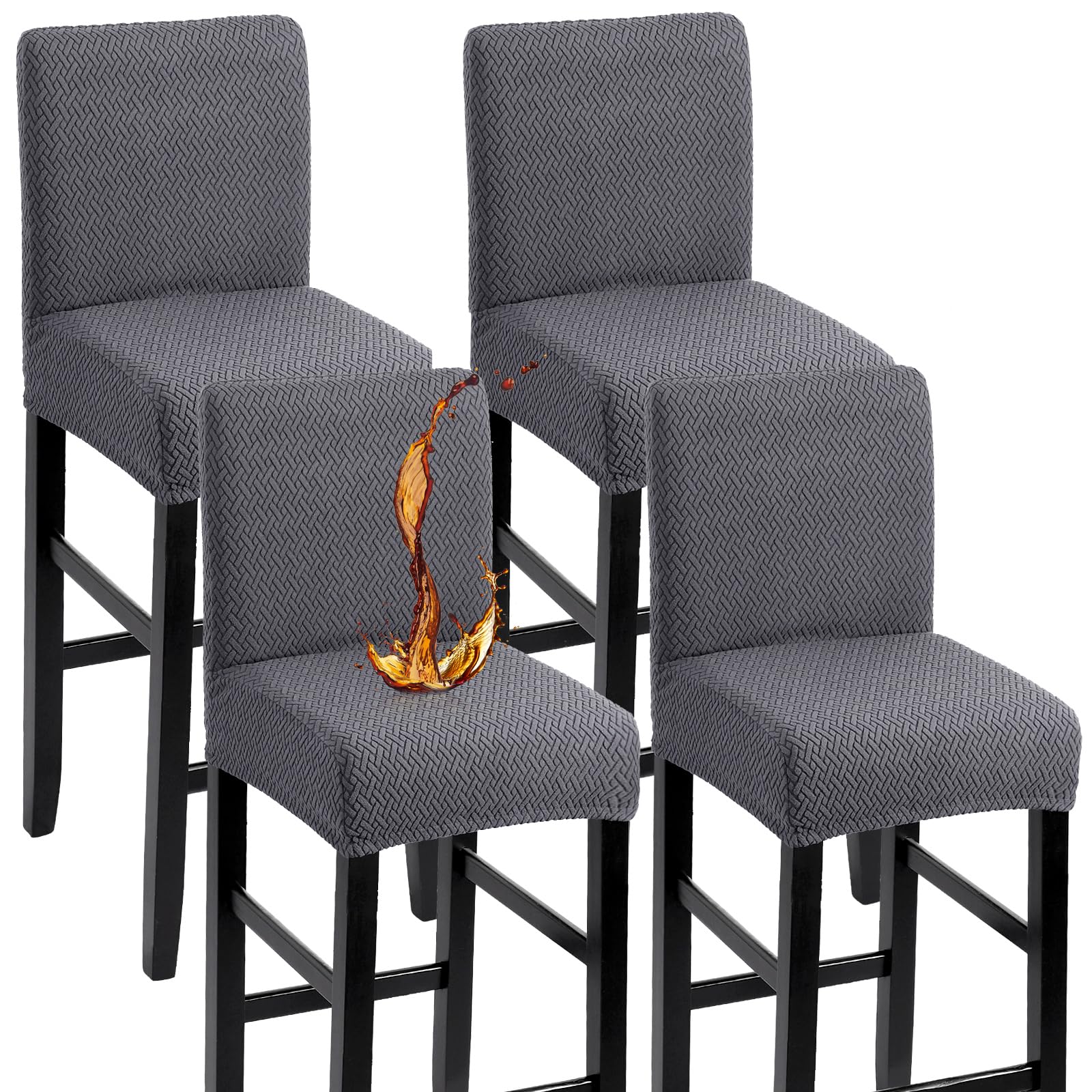 YISUN Waterproof Bar Stool Covers, Bar Chair Covers with Back, Removable Washable Chair Covers for Short Rotating Dining Chair Back Chair Bar Stool Chair