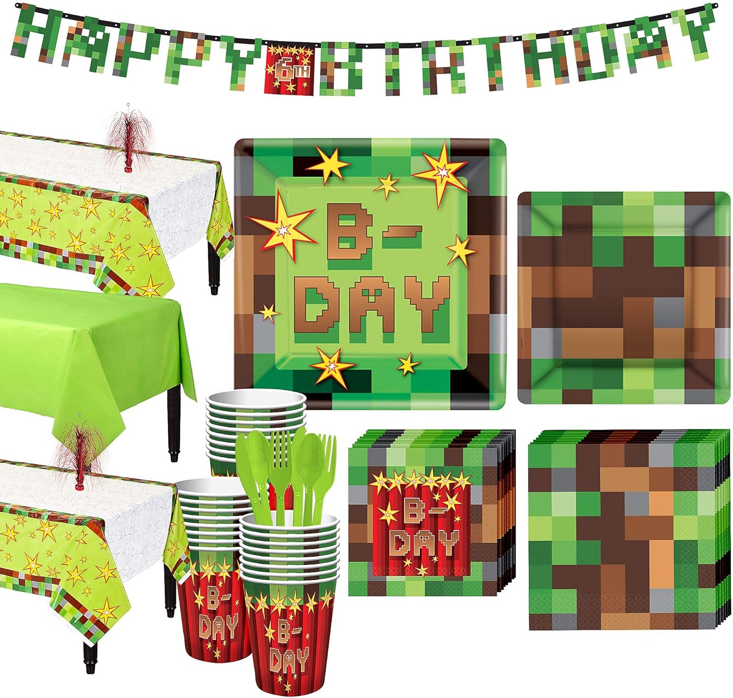 Minecraft Tnt Papier Assiette 18 Cm Anniversaire Game Party Pixels Decor 6 Piece Maison Fetes Occasions Speciales