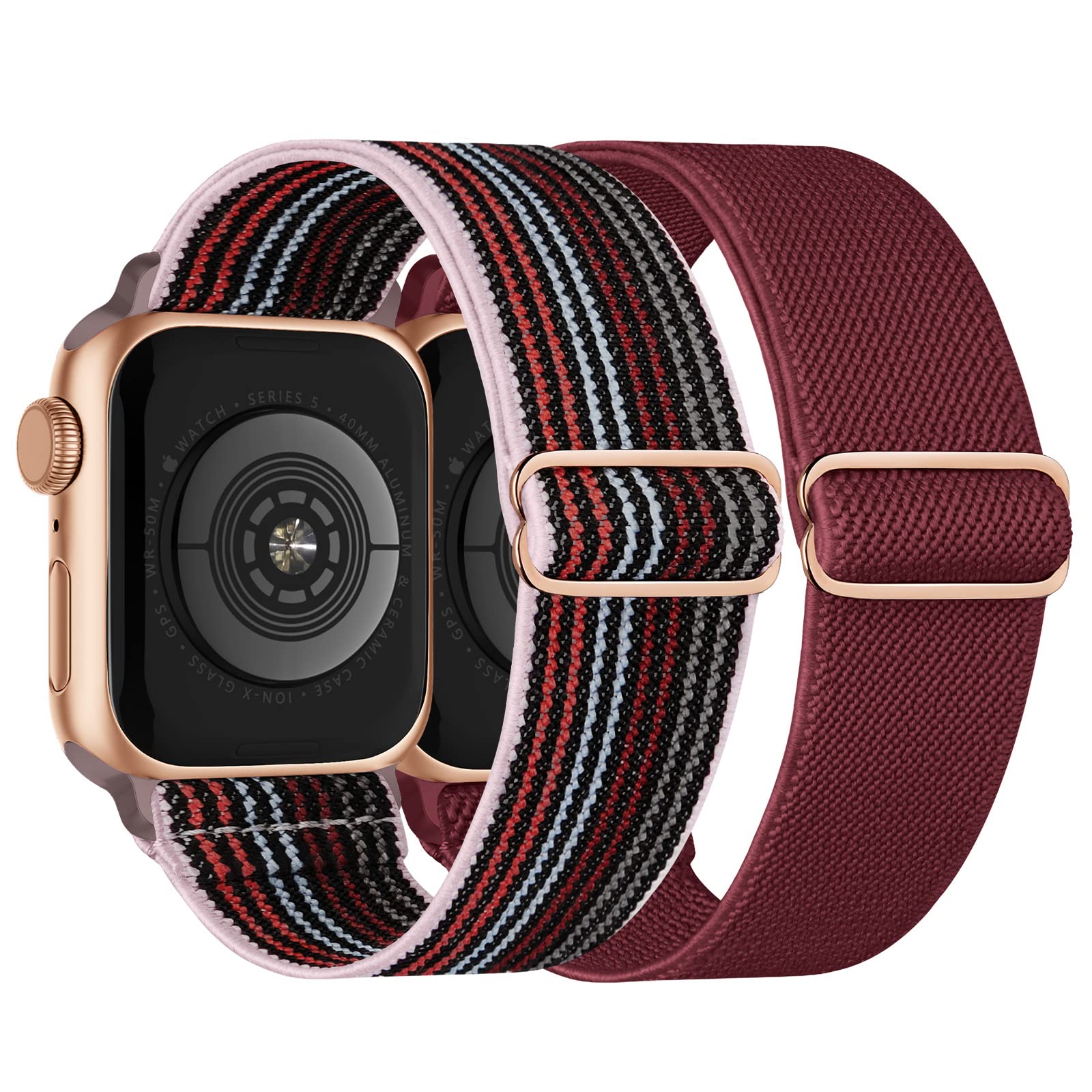 Adepoy Elastic Nylon Band Compatible for Apple Watch Straps 46mm 38mm 40mm 41mm 42mm 44mm 45mm 49mm, Adjustable Braided Stretch Replacement band for Ultra3/2/1 SE3 iWatch Series 11/10/9/8/7/6/5/4/3
