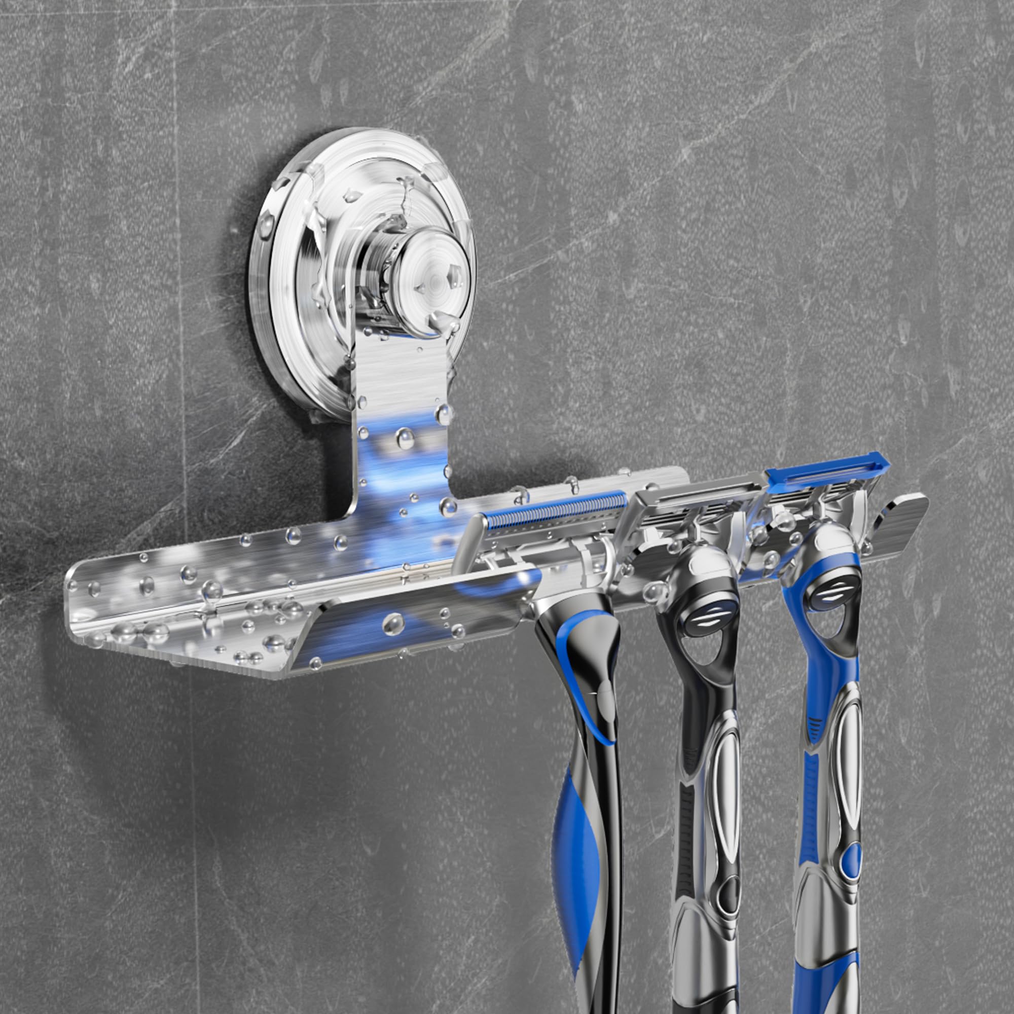 Photo 1 of **MISSING SUCTION CUPS**DAOYA Razor Holder Shower - Suction Cup Razor Hanger with 3 Hooks & Shaving Cream Shelf, Suction Cup Shaver Holder for Towels, Sponges(Silver)