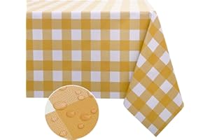 Obstal 100% Waterproof PVC Table Cloth, Oil-Proof Spill-Proof Vinyl Rectangle Tablecloth, Wipeable Table Cover for Outdoor and Indoor Use,Gold,54 x 54 Inch