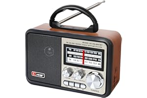 T.TAOMI Retro Vintage Radio, Portable AM FM Radios Stereo Speakers USB Charging, Transistor Shortwave Radios Support Bluetooth Speaker,TF Card (Wood Grain)