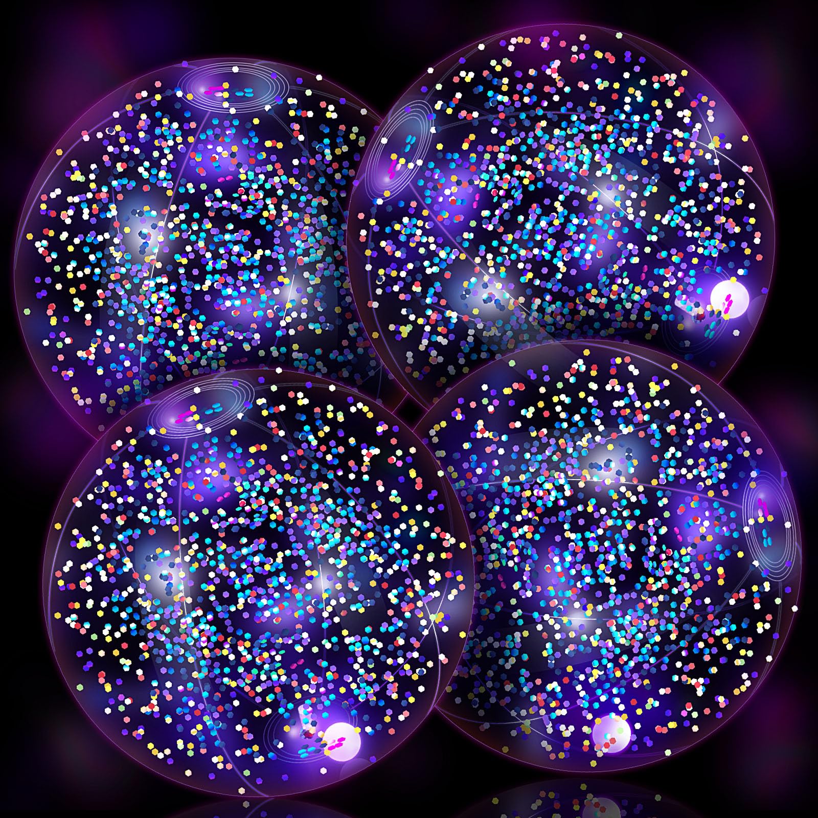 Photo 1 of HyDren 4 Pack LED Light up Beach Ball 12 Inches Glow in The Dark Pool Balls Confetti Glitters Inflatable Light up Beach Ball Pool Toys for Teens Adults Summer Disco Party Favors(Blue, Red)