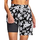 YGDSX Women's 3''/5''/7'' Swim Board Shorts Quick Dry Beach Shorts with Liner Pockets Swimsuits Bottoms Trunks for Women