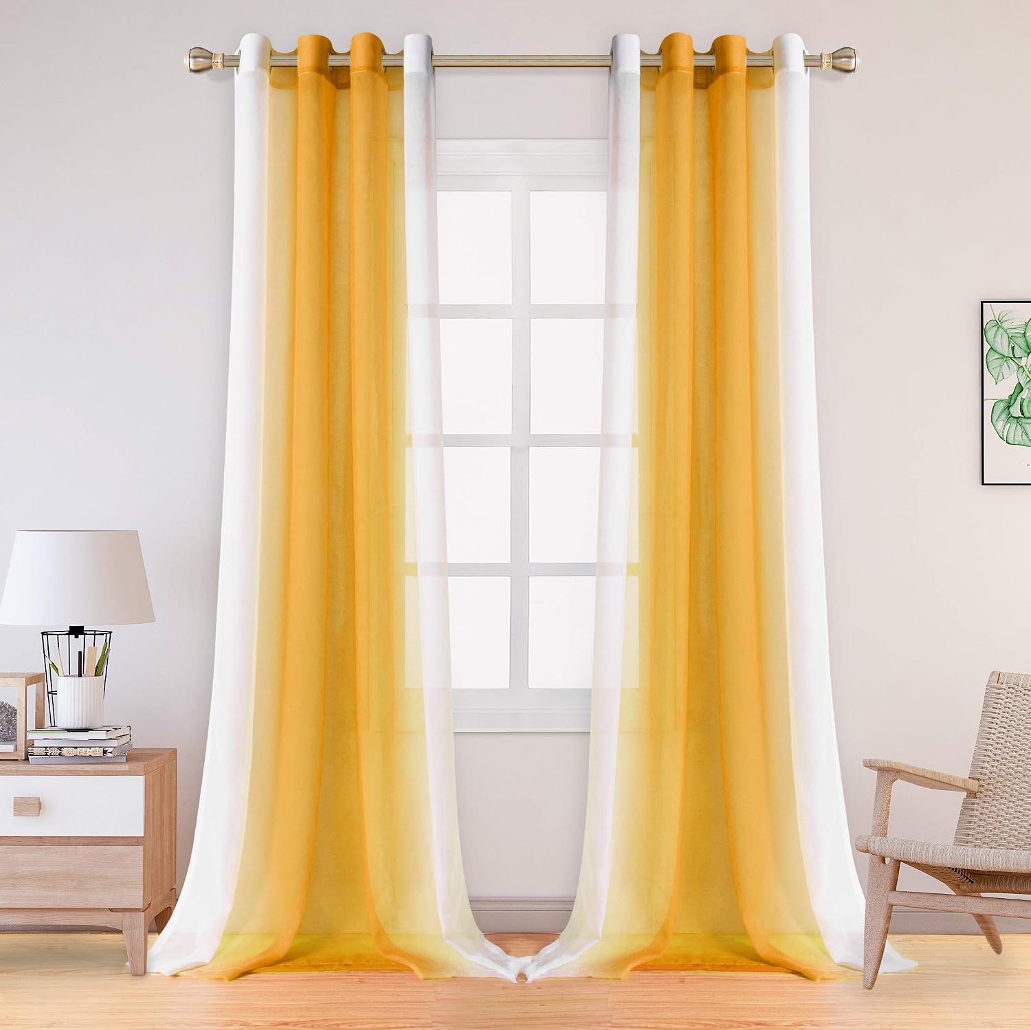Amazon.com: LORDTEX Faux Linen Ombre Sheer Curtains for Bedroom - Voile