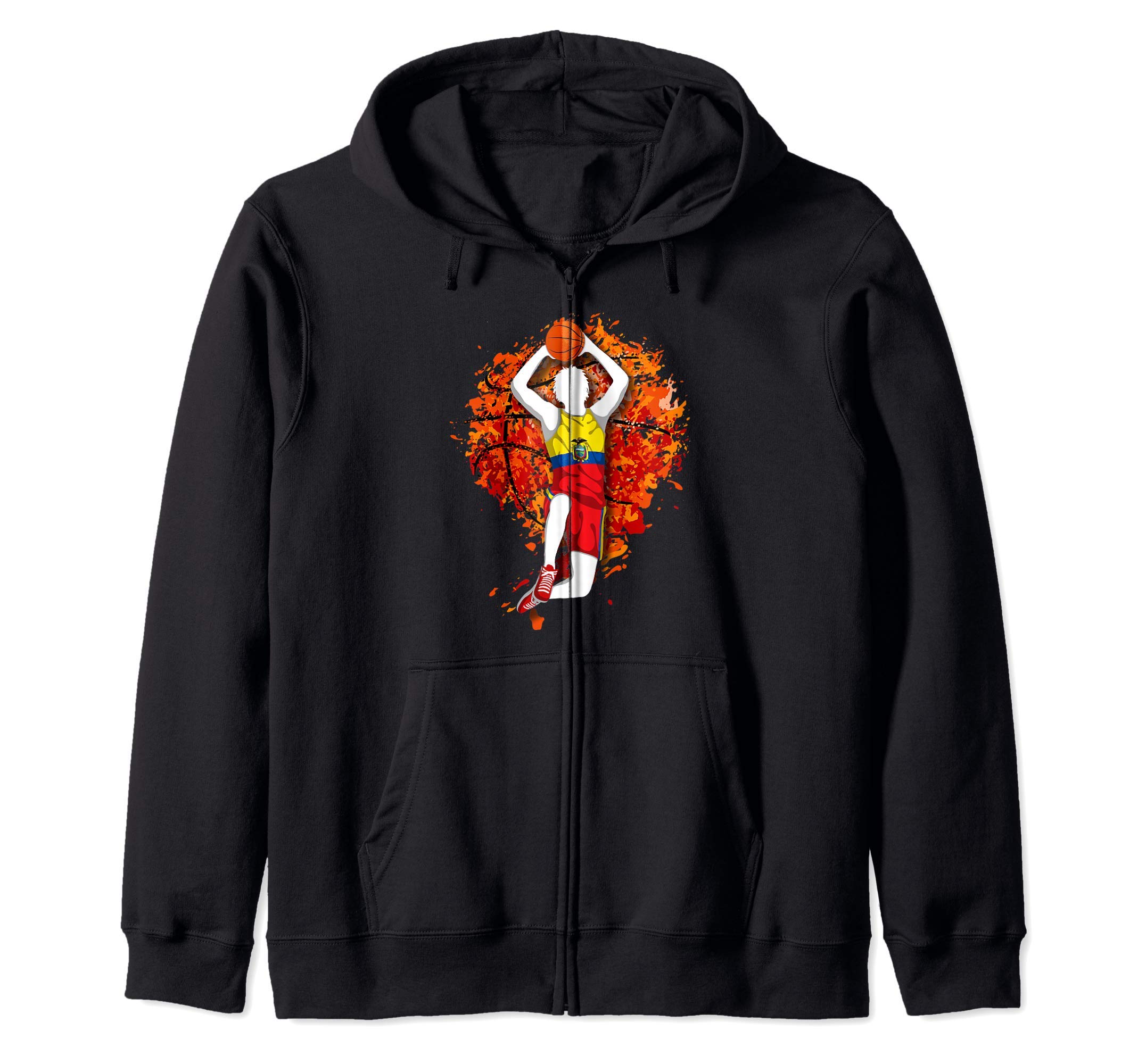 Ecuador Basketball Ecuadorian National Flag Slam Dunk Zip Hoodie