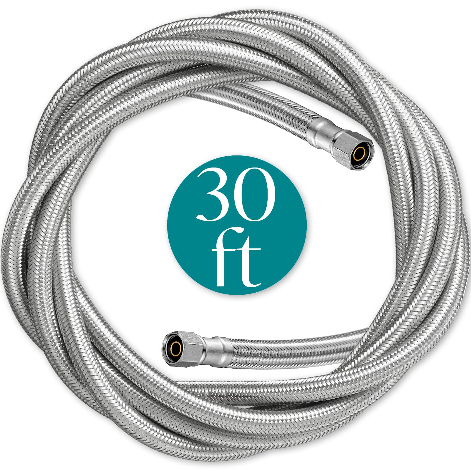Photo 1 of Refrigerator Water Line for Ice Maker Braided - 30' Pex Water Supply Lines Hose for Fridge Outlet Box with 1/4 Comp Fitting