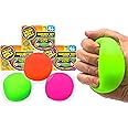 JA-RU Stretchy Dough Ball Squishy Toys (3 Pack ) Neon Color Sensory Fidget Toys for Kids. Stress Relief Hand Therapy. Office Desk Squeeze Ball. Bulk Toys 401-3p