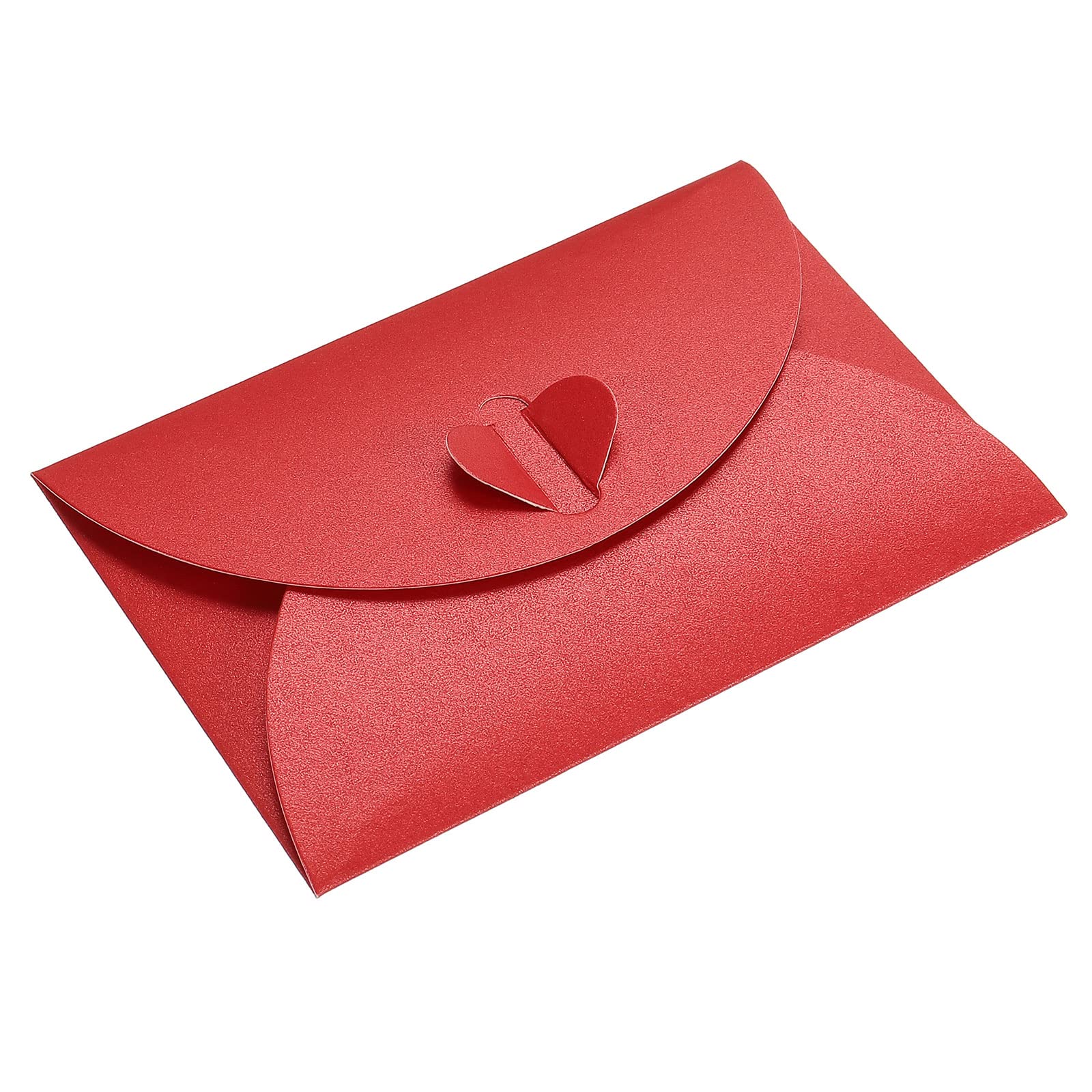 PATIKIL Mini Envelopes, 24 Pack Heart Clasp Tiny Items Storage Cute Present Card Holder for Wedding Greeting Party, Red